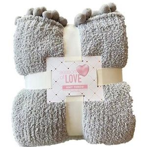 Knitted Throw with Poms